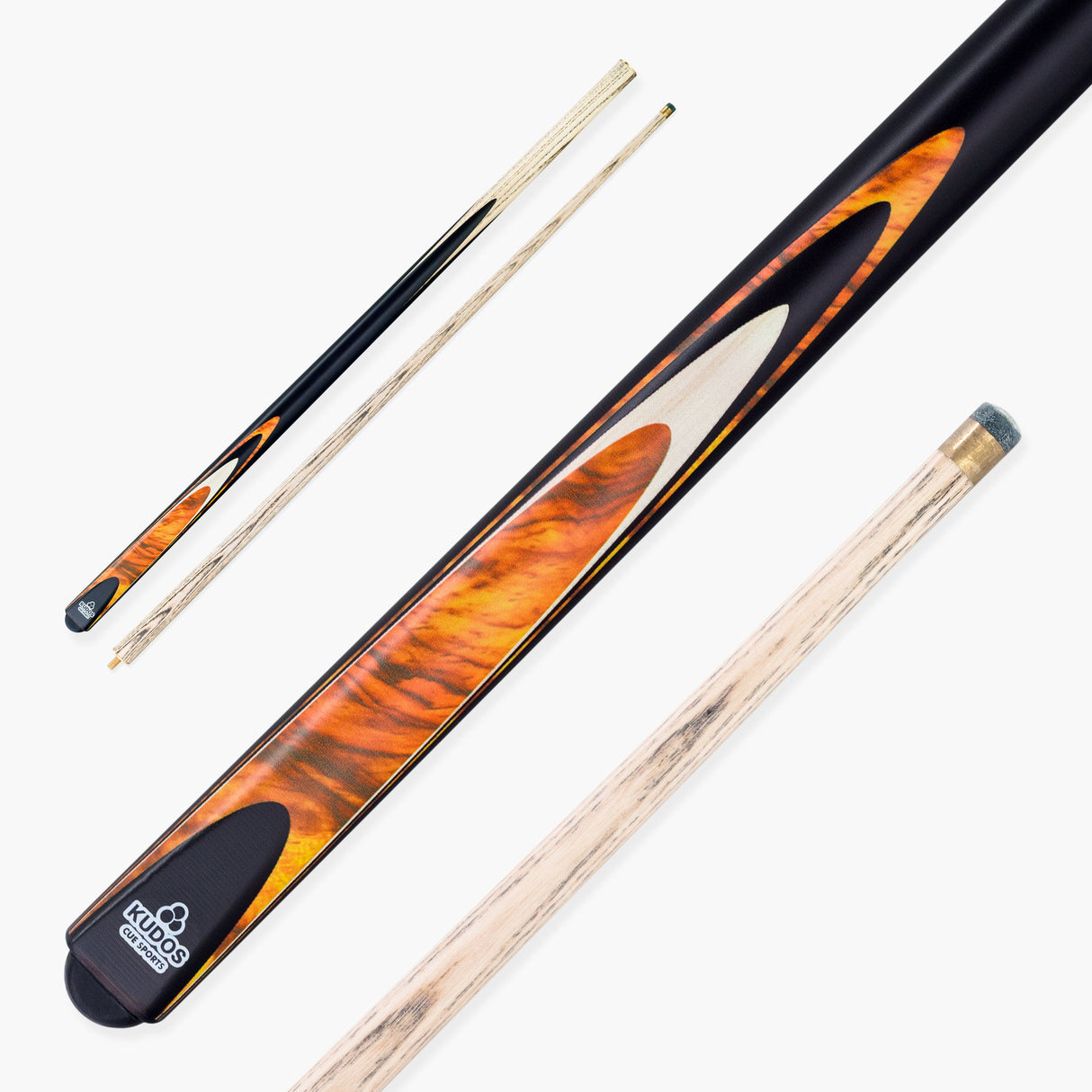 Kudos Brown Bullet 57 Inch 2 Piece Centre Joint Ash Snooker Pool Cue with 9.5mm Tip
