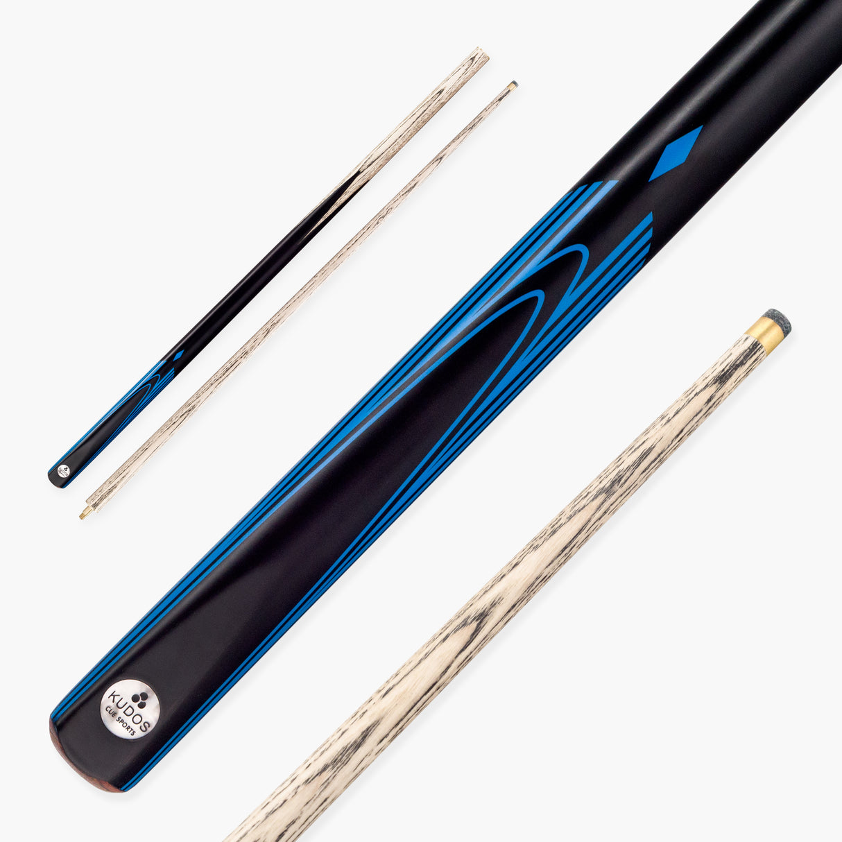 Kudos DIAMOND 57 Inch 2 Piece Matching Ash Grain Snooker Pool Cue - 9.5mm Tip