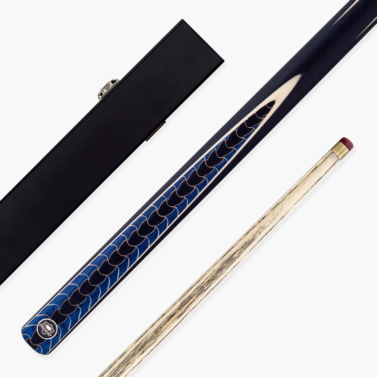 PRO147 Blue Dragon 2 Piece 57 Inch Snooker and English Pool Cue and Case Set with 9.5mm Red Layered Tip