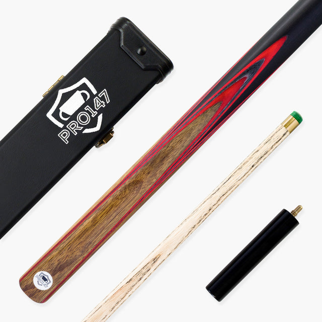 PRO147 Pearl Series Red Flash 3/4 Joint Cue and Case Set with 9.5mm Professional Layered Leather Tip PRO147