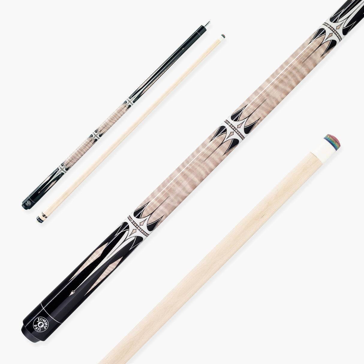 Jonny 8 Ball Harpoon 58 Inch 2 Piece American Pool Cue with Birch Shaft and 13mm Layered Tip
