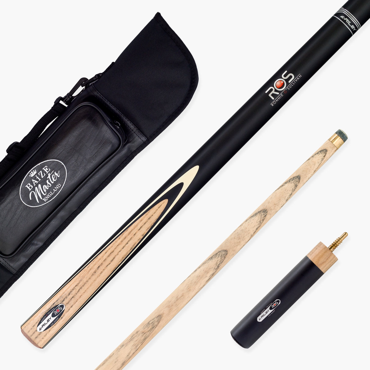 Riley Ronnie O’Sullivan Endorsed Limited Edition 2 Piece Ash Snooker and English Pool Cue and Soft Case Set 9.5mm Tip - EL-06E