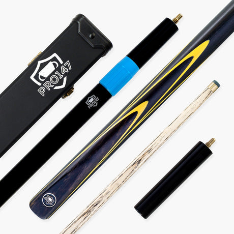 PRO147 Apollo 58 Inch 3/4 Jointed Hand Spliced Premium Snooker and Pool Cue and Case Set 9.5mm Tip