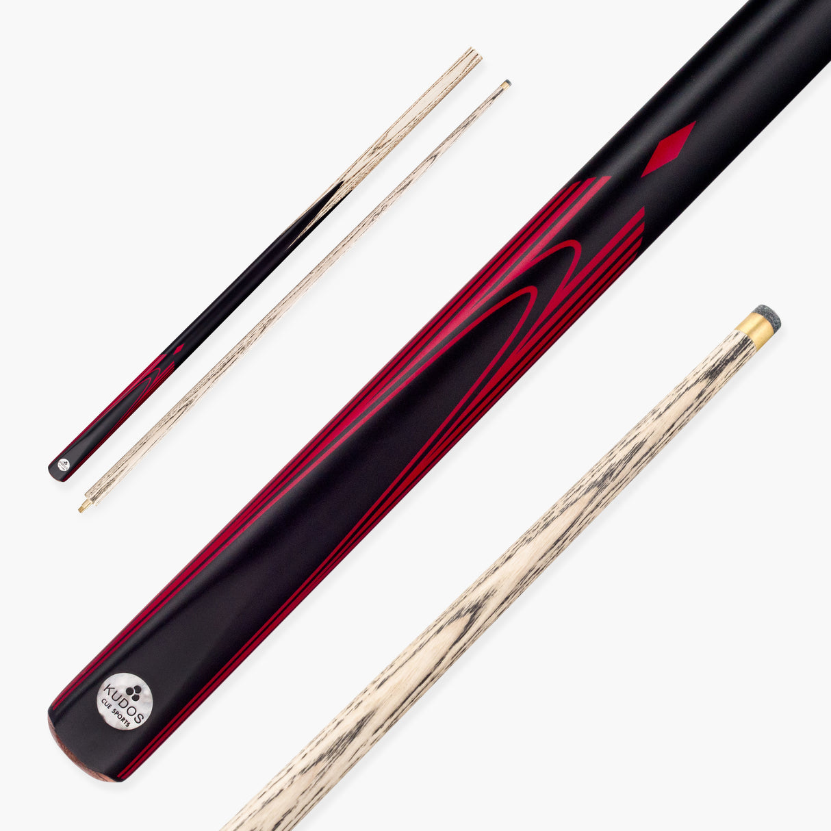Kudos DIAMOND 57 Inch 2 Piece Matching Ash Grain Snooker Pool Cue - 9.5mm Tip