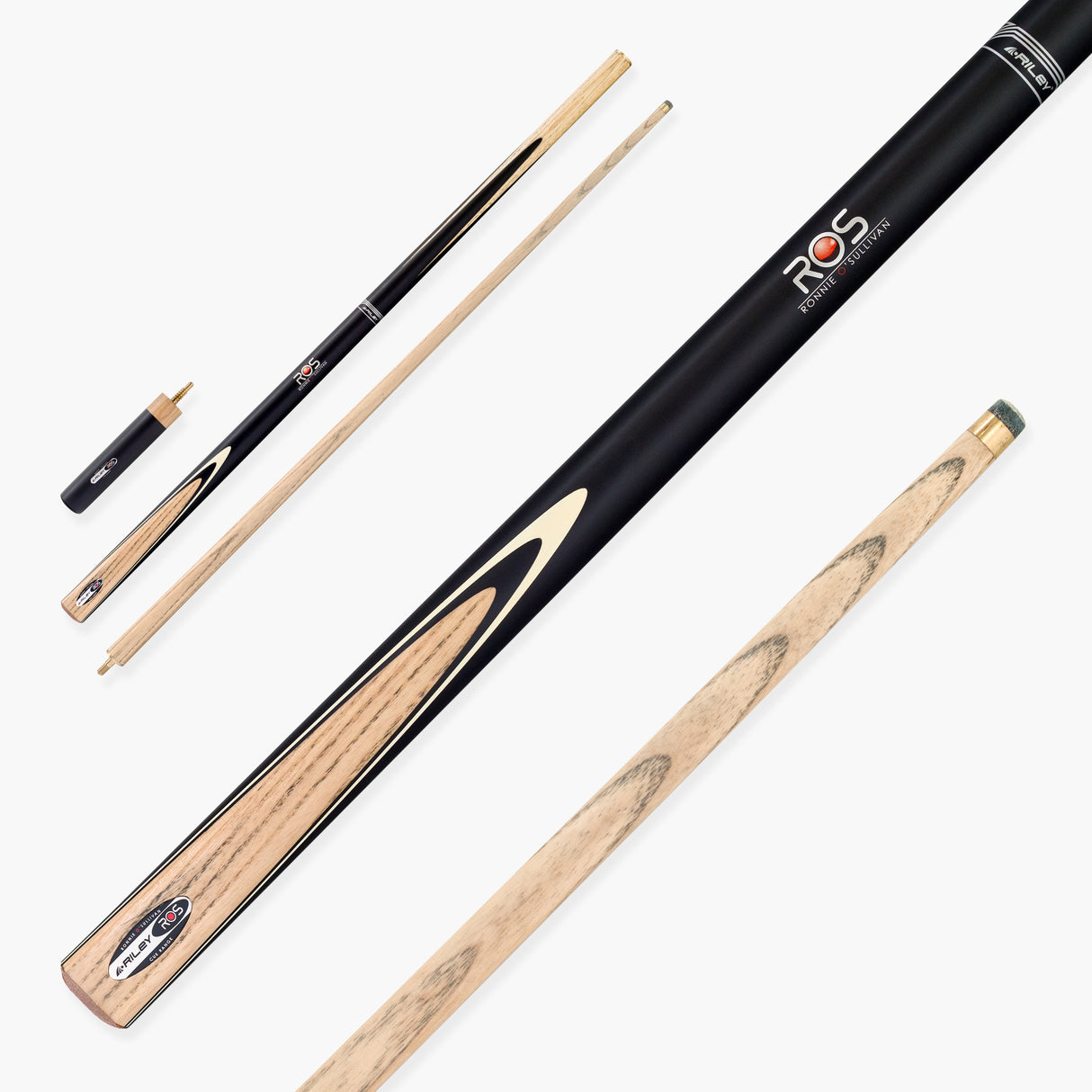 Riley Ronnie O’Sullivan Endorsed Limited Edition 2 Piece Ash Snooker and English Pool Cue 9.5mm Tip with Mini Butt Extension - EL-06E