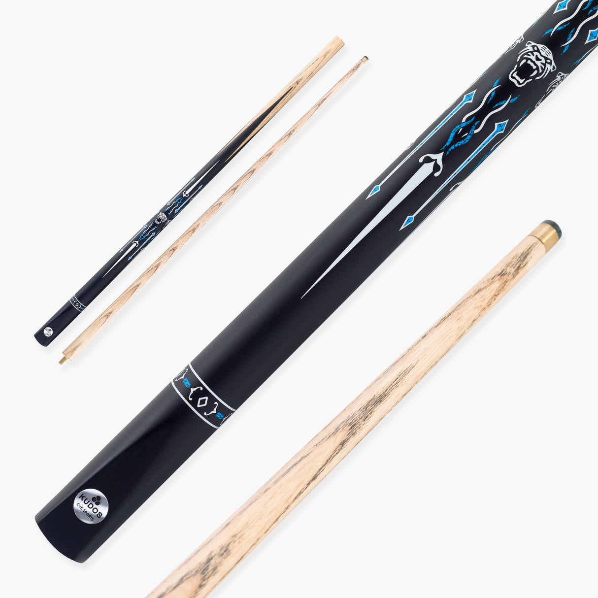 Kudos Panther 57 Inch 2 Piece Centre Joint Ash Snooker and Pool Cue 9.5mm Tip