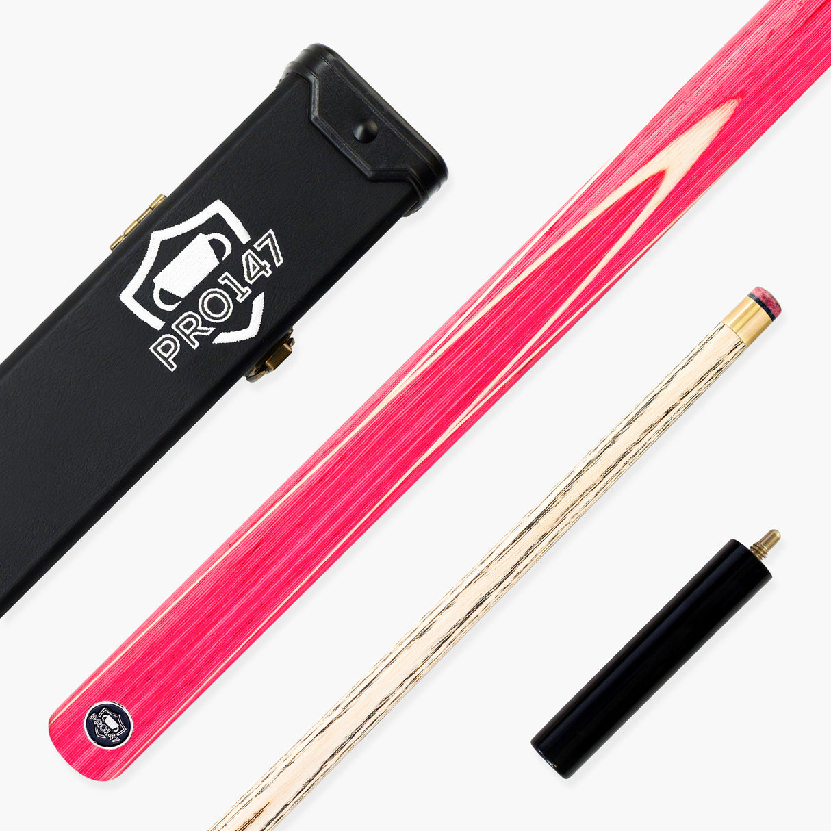 PRO147 Flamingo 3/4 Joint Snooker and Pool Cue and Case Set with 9.5mm Red Layered Pro Tip PRO147