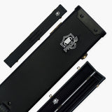 PRO147 Plain Black Deluxe 2 Piece 3 SLOT Snooker Pool Cue Case with Plastic Ends
