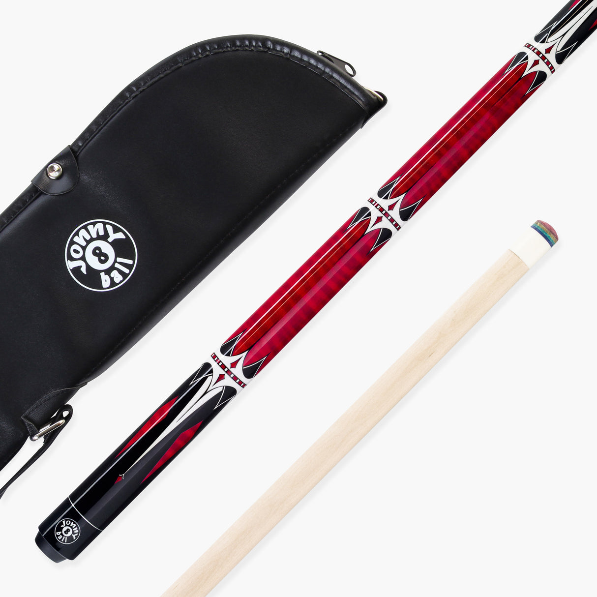 Jonny 8 Ball Harpoon 58 Inch 2 Piece American Pool Cue and Case Set 13mm Layered Tip