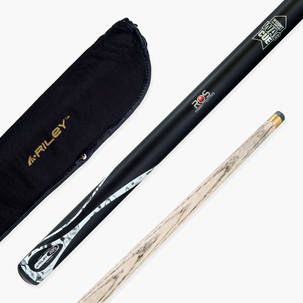 Riley Ronnie O’Sullivan Endorsed Limited Edition Weight Adjustable Snooker and English Pool Cue 9.5mm Tip with Riley Soft Case