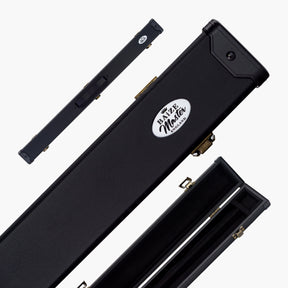 Baize Master Deluxe PLAIN BLACK 2pc Pool and Snooker Cue Case with Metal Badge and Plastic Ends - Black Interior Baize Master