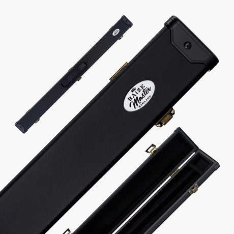 Baize Master Deluxe PLAIN BLACK 2pc Pool and Snooker Cue Case with Metal Badge and Plastic Ends - Black Interior Baize Master