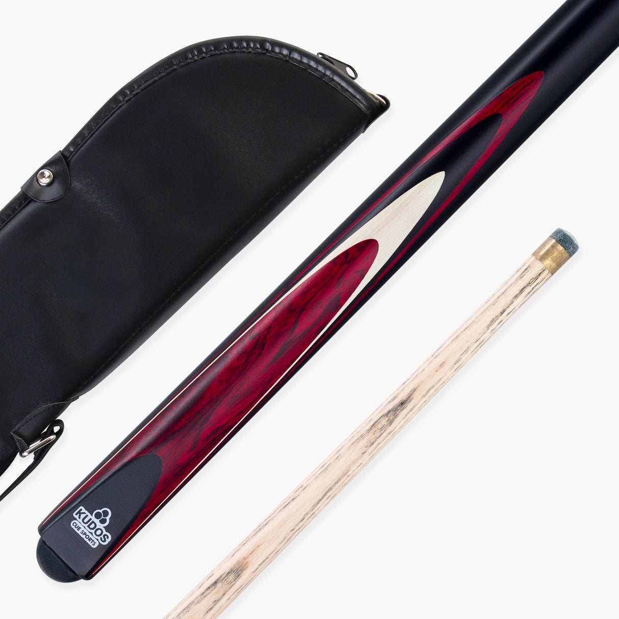 Kudos Bullet 2 Piece Centre Joint Ash Snooker Pool Cue and Case Set with 9.5mm Tip
