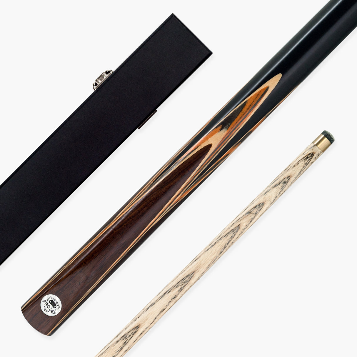 PRO147 TIGER 2 Piece Snooker and Pool Cue and Case Set with 9.5mm Leather Tip