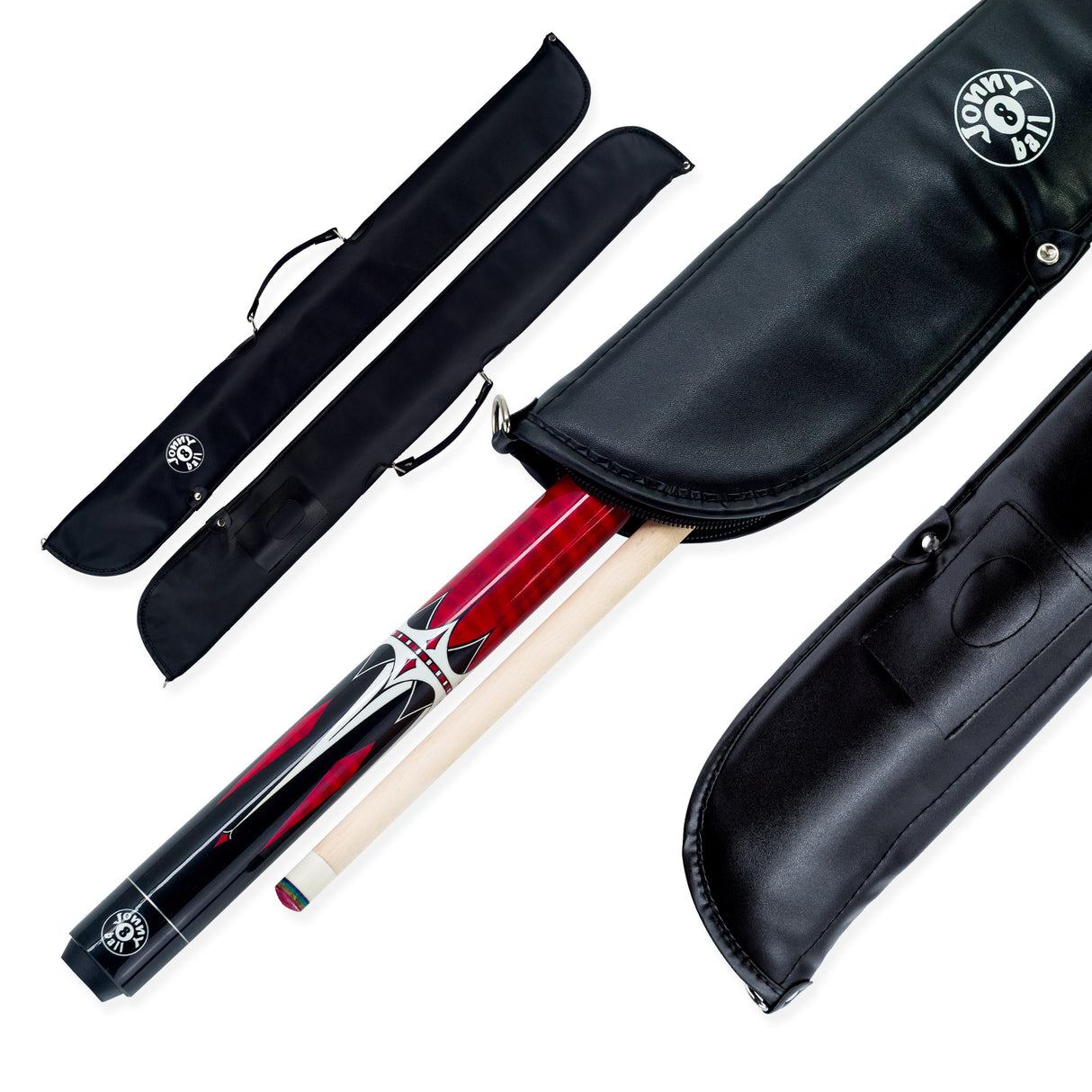 Jonny 8 Ball Harpoon 58 Inch 2 Piece American Pool Cue and Case Set 13mm Layered Tip