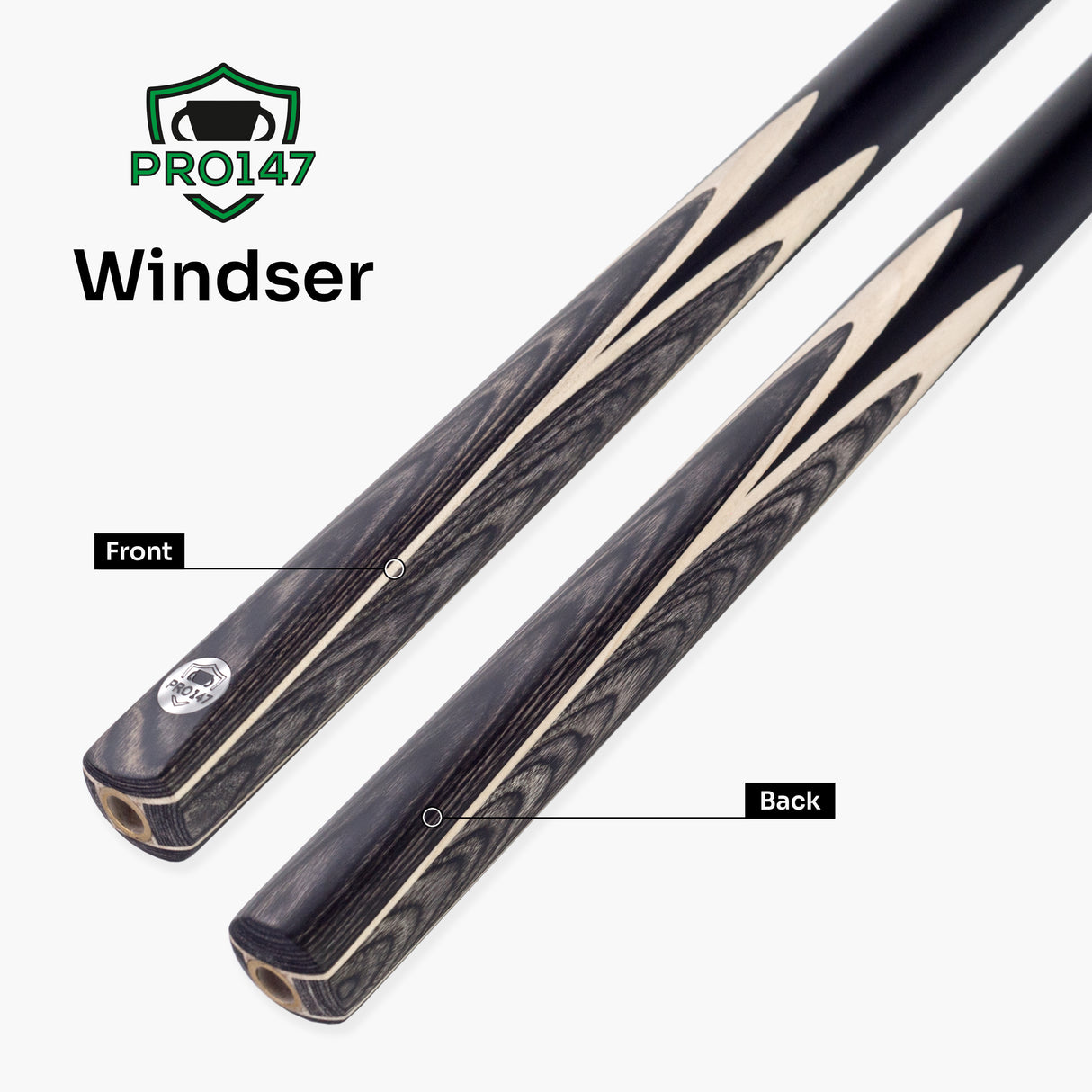 PRO147 Windsor 2 Piece Snooker and Pool Cue and Case Set 9.5mm Red Professional Tip