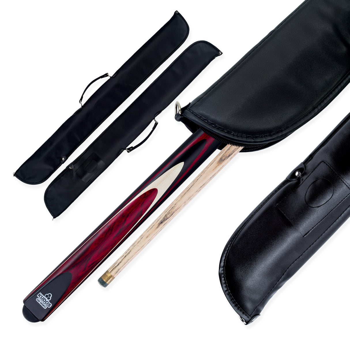 Kudos Bullet 2 Piece Centre Joint Ash Snooker Pool Cue and Case Set with 9.5mm Tip