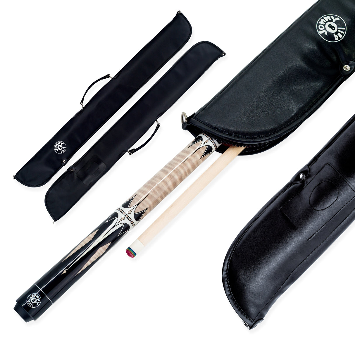 Jonny 8 Ball Harpoon 58 Inch 2 Piece American Pool Cue and Case Set 13mm Layered Tip