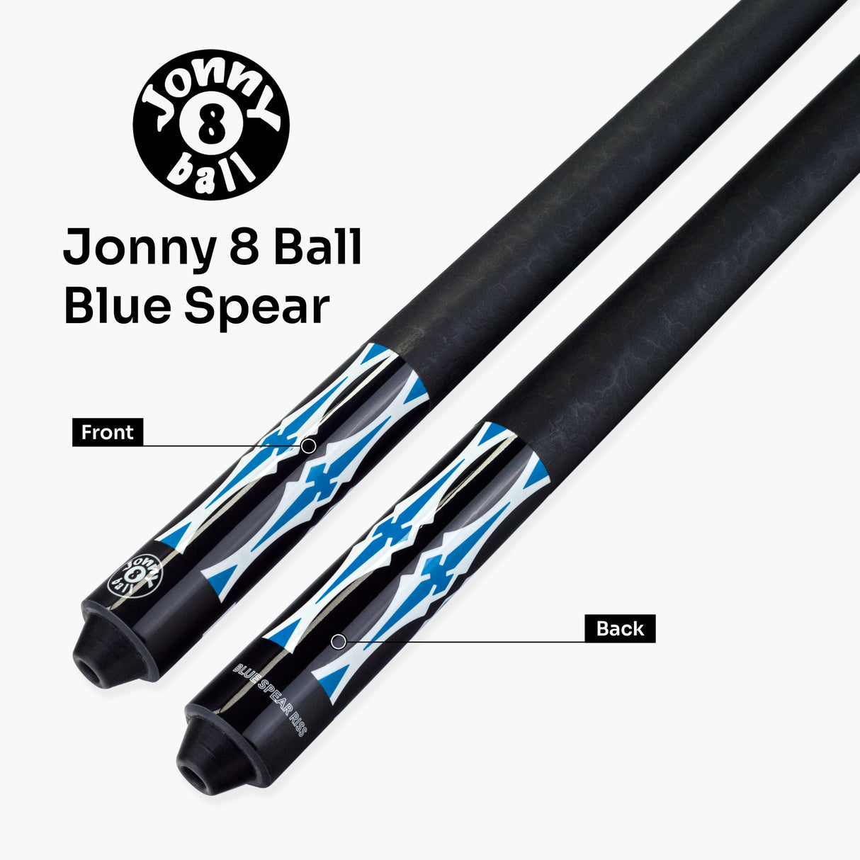 Jonny 8 Ball 2 Piece American Pool Break Cue with 13mm Phenolic Tip - BLACK