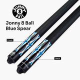 Jonny 8 Ball 2 Piece American Pool Break Cue with 13mm Phenolic Tip - BLACK