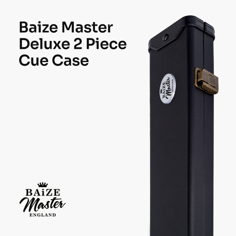Baize Master Deluxe PLAIN BLACK 2pc Pool and Snooker Cue Case with Metal Badge and Plastic Ends - Black Interior Baize Master