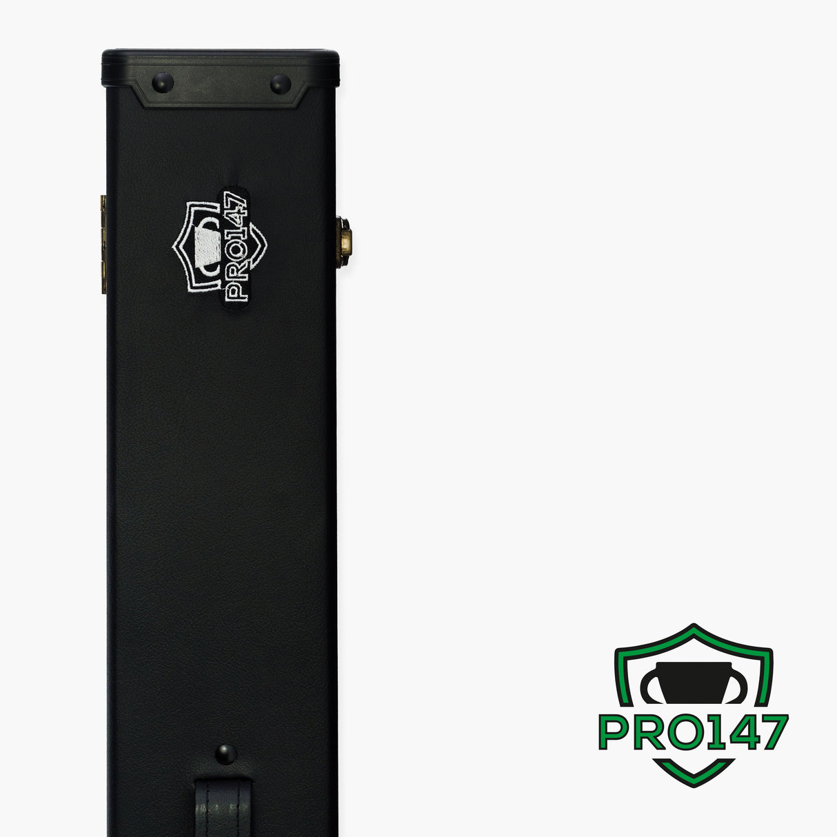 PRO147 Plain Black Deluxe 2 Piece 3 SLOT Snooker Pool Cue Case with Plastic Ends