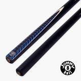 Jonny 8 Ball Blue Dragon 2 Piece 57 Inch English Pool Cue and Case Set with 8.5mm Red Layered Tip