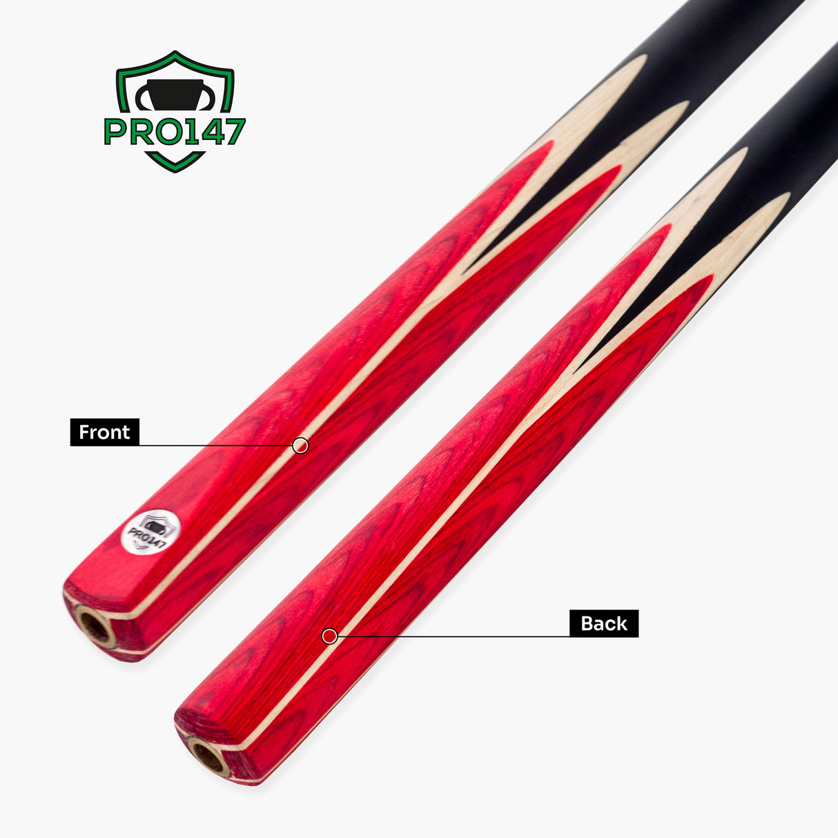PRO147 Windsor 2 Piece Snooker and Pool Cue and Case Set 9.5mm Red Professional Tip