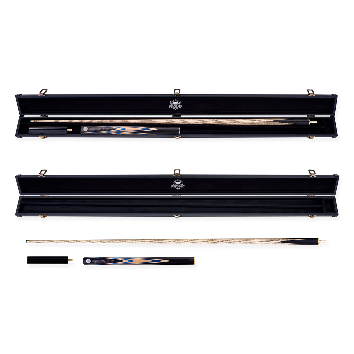 PRO147 Blue Pearl 3/4 Joint Cue and Case Set with 9.5mm Professional Layered Leather Tip