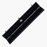 PRO147 Plain Black Deluxe 2 Piece 3 SLOT Snooker Pool Cue Case with Plastic Ends