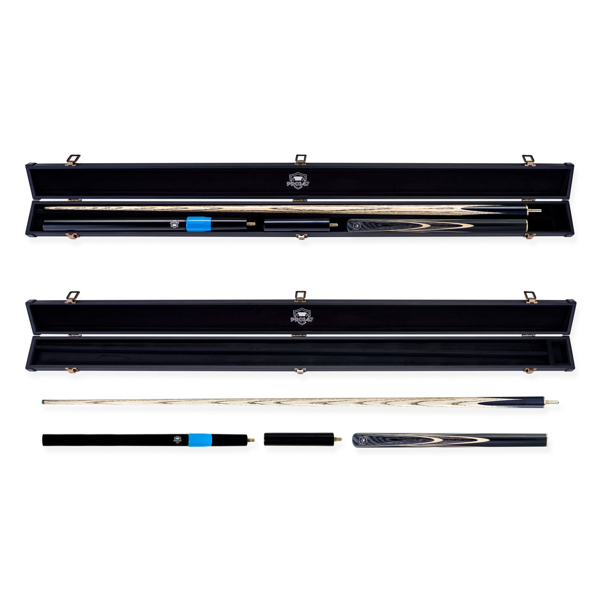 PRO147 Apollo 58 Inch 3/4 Jointed Hand Spliced Premium Snooker and Pool Cue and Case Set 9.5mm Tip