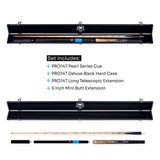 PRO147 Pearl Series Gold Burl 3/4 Joint Deluxe Cue and Case Set with 9.5mm Professional Red Leather Tip