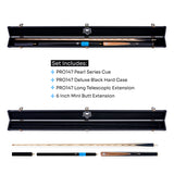 PRO147 Pearl Series Hazel Burl 3/4 Joint Deluxe Cue and Case Set with 9.5mm Professional Red Leather Tip