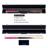 PRO147 Windsor 2 Piece Snooker and Pool Cue and Case Set 9.5mm Red Professional Tip