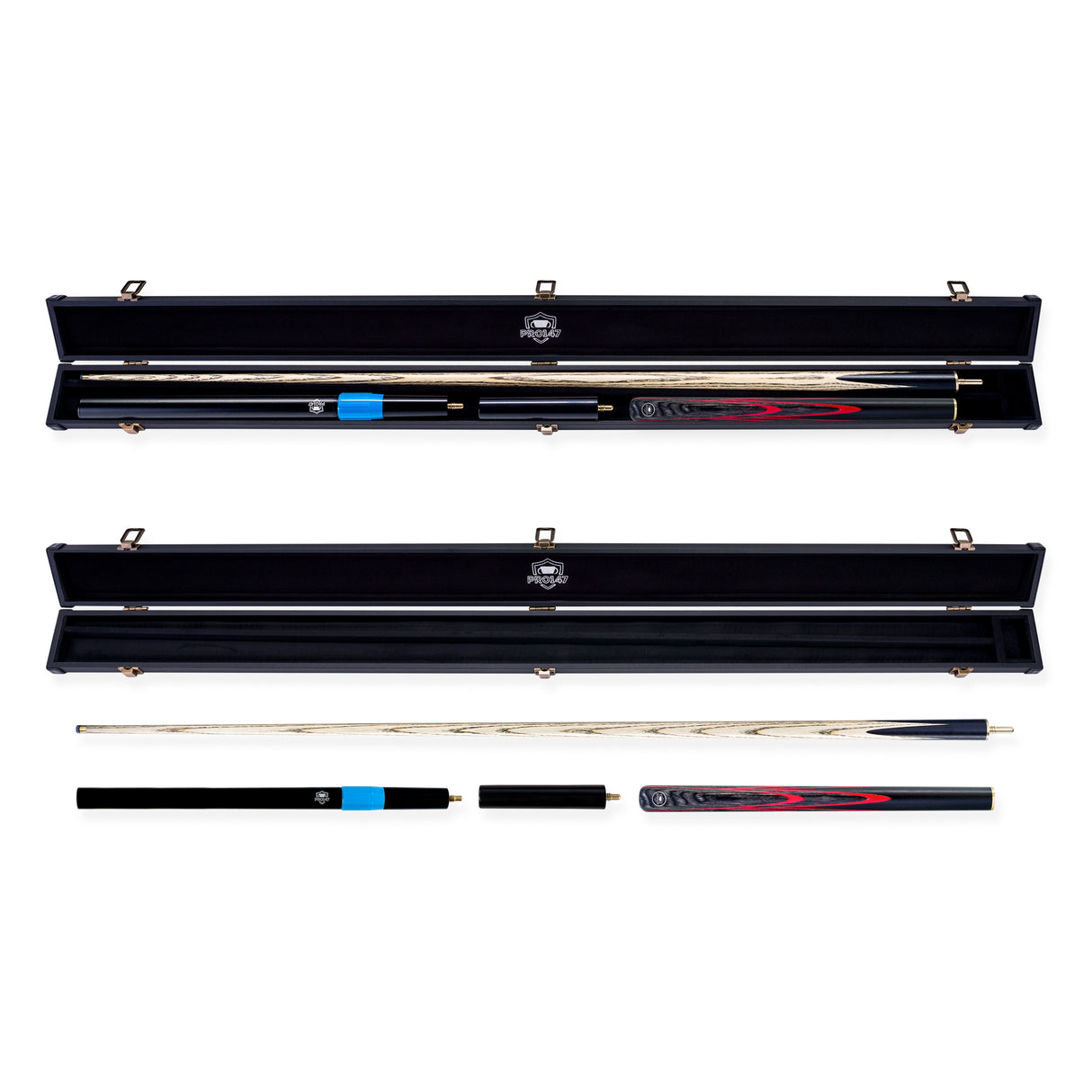 PRO147 Apollo 58 Inch 3/4 Jointed Hand Spliced Premium Snooker and Pool Cue and Case Set 9.5mm Tip