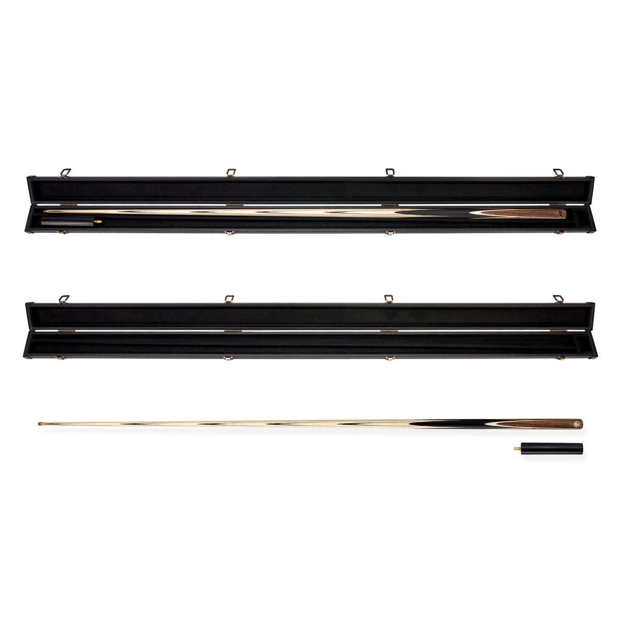 Jonny 8 Ball Walnut 57 Inch One Piece English Pool Cue and Case Set with UV Printed Ash Shaft and 8.5mm Red Layered Tip