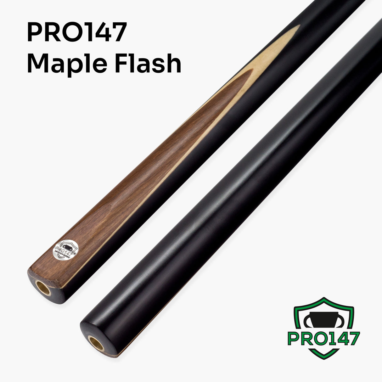 PRO147 Maple Flash 57 Inch 2 Piece Ash Snooker and Pool Cue and Soft Case Set 9.5mm Tip