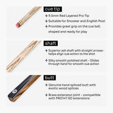 PRO147 Pearl Series Blue Zebra 3/4 Joint Cue with 9.5mm Professional Red Leather Tip