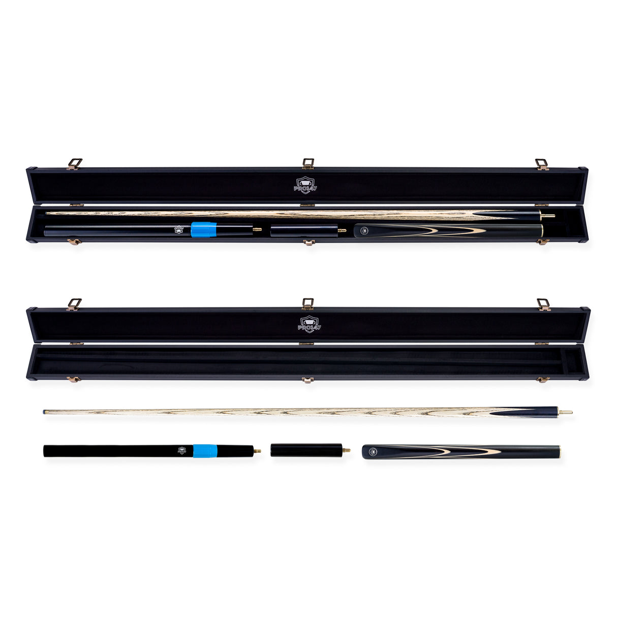 PRO147 Apollo 58 Inch 3/4 Jointed Hand Spliced Premium Snooker and Pool Cue and Case Set 9.5mm Tip