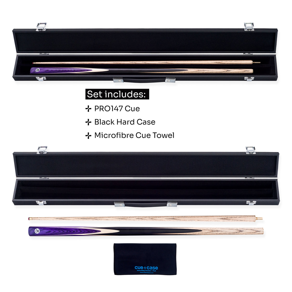 PRO147 Windsor 2 Piece Snooker and Pool Cue and Case Set 9.5mm Red Professional Tip