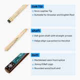 Jonny 8 Ball Marble 2 Piece Snooker and Pool Cue and Case Set 9mm Tip