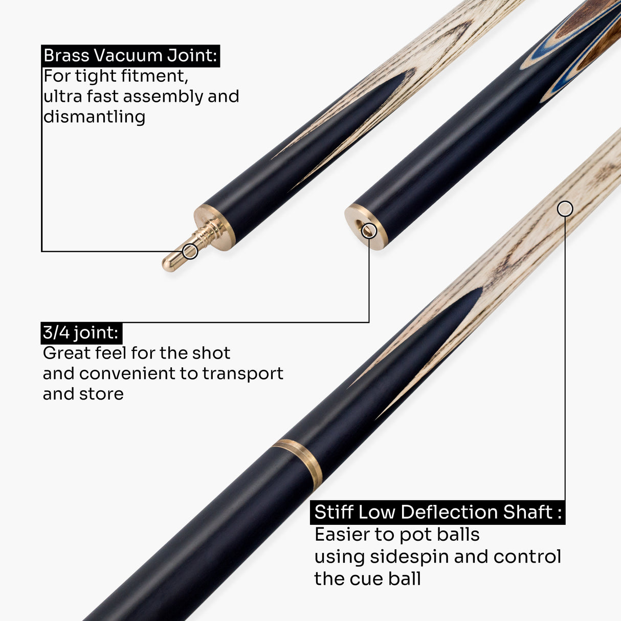 PRO147 Pearl Series Blue Zebra 3/4 Joint Cue with 9.5mm Professional Red Leather Tip