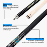 Jonny 8 Ball 58 Inch 2 Piece Maple American Pool Cue 13mm Tip - BLUE
