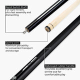 Jonny 8 Ball 2 Piece American Pool Break Cue with 13mm Phenolic Tip - BLACK
