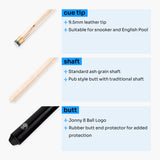 Jonny 8 Ball 57 Inch 2 Piece Pub Style Snooker Pool Cue and Case Set with 9.5mm Tip