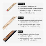 PRO147 Pearl Series Hazel Burl 3/4 Joint Deluxe Cue and Case Set with 9.5mm Professional Red Leather Tip