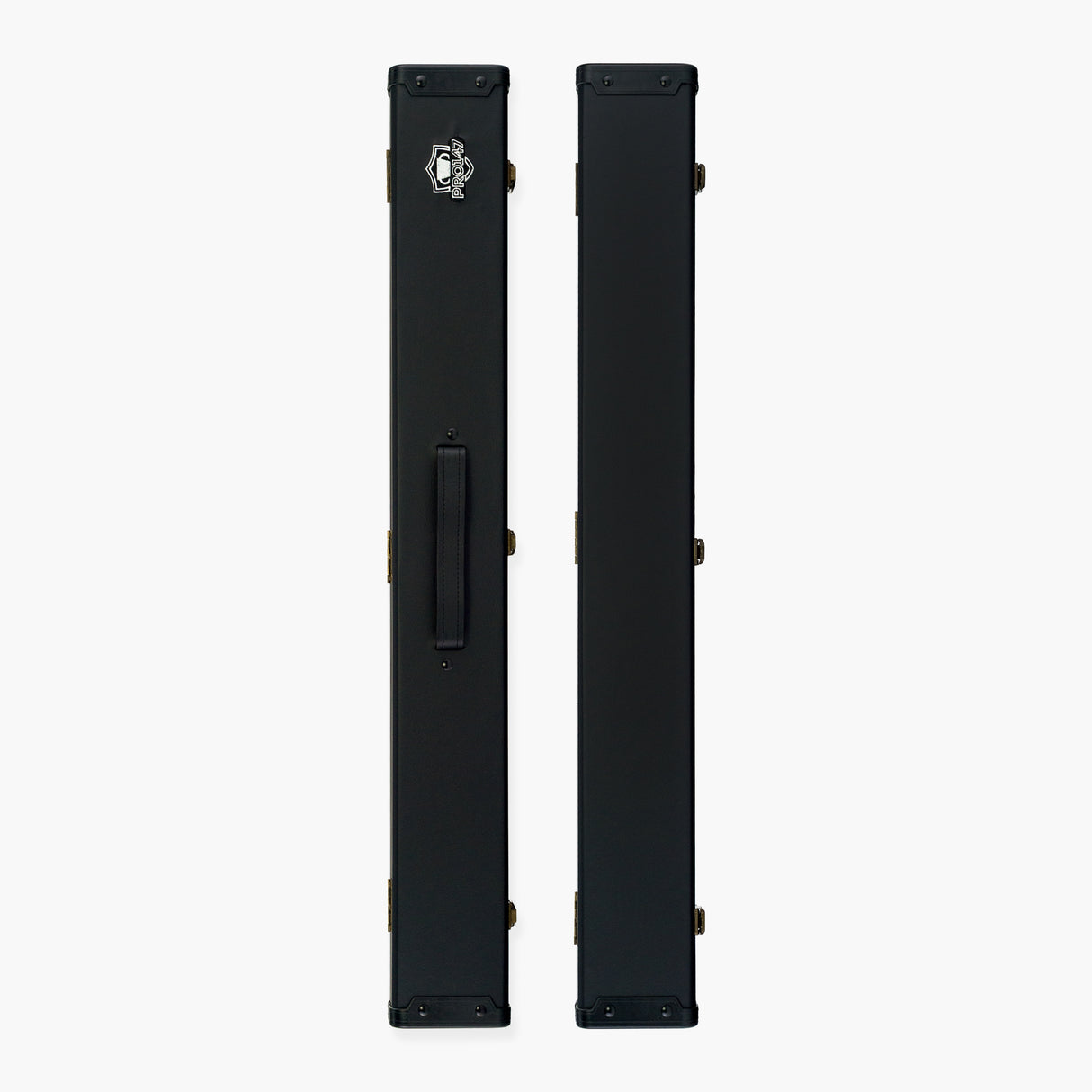PRO147 Plain Black Deluxe 2 Piece 3 SLOT Snooker Pool Cue Case with Plastic Ends