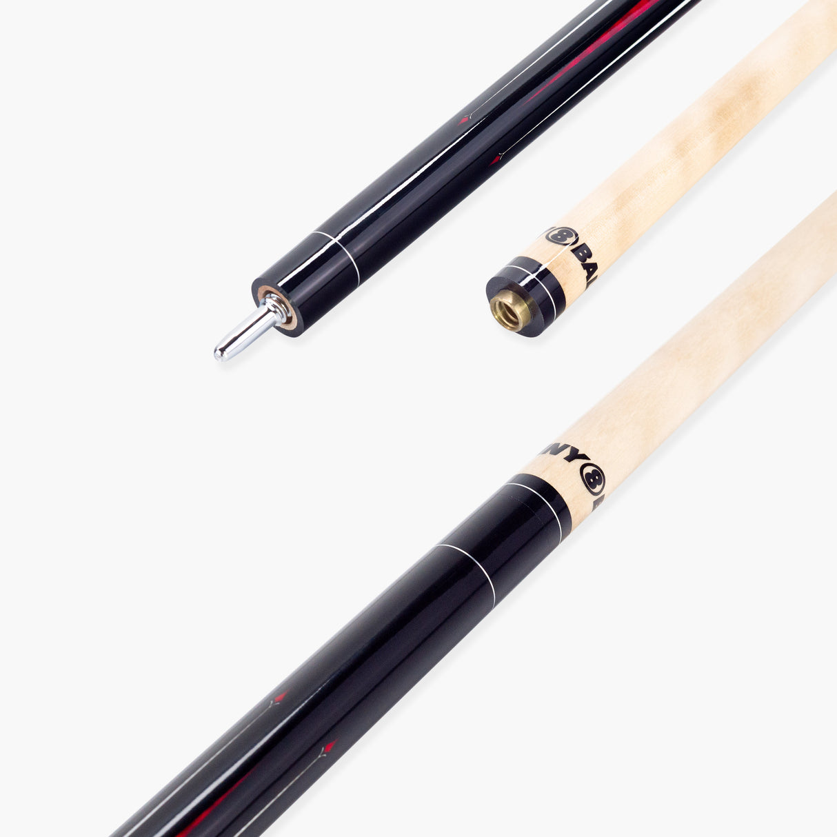 Jonny 8 Ball Harpoon 58 Inch 2 Piece American Pool Cue with Birch Shaft and 13mm Layered Tip