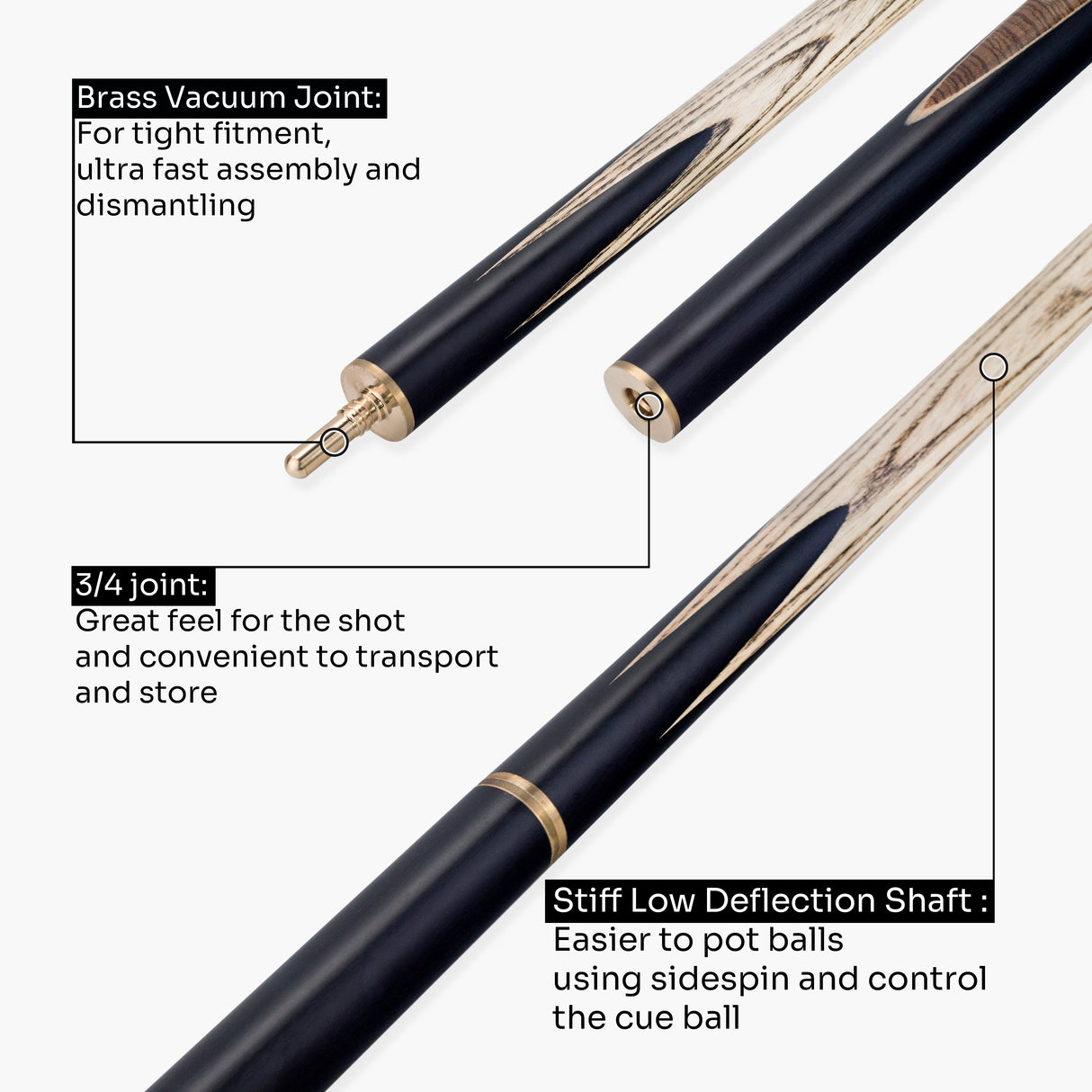 PRO147 Pearl Series Zebra 3/4 Joint Deluxe Cue and Case Set with 9.5mm Professional Red Leather Tip