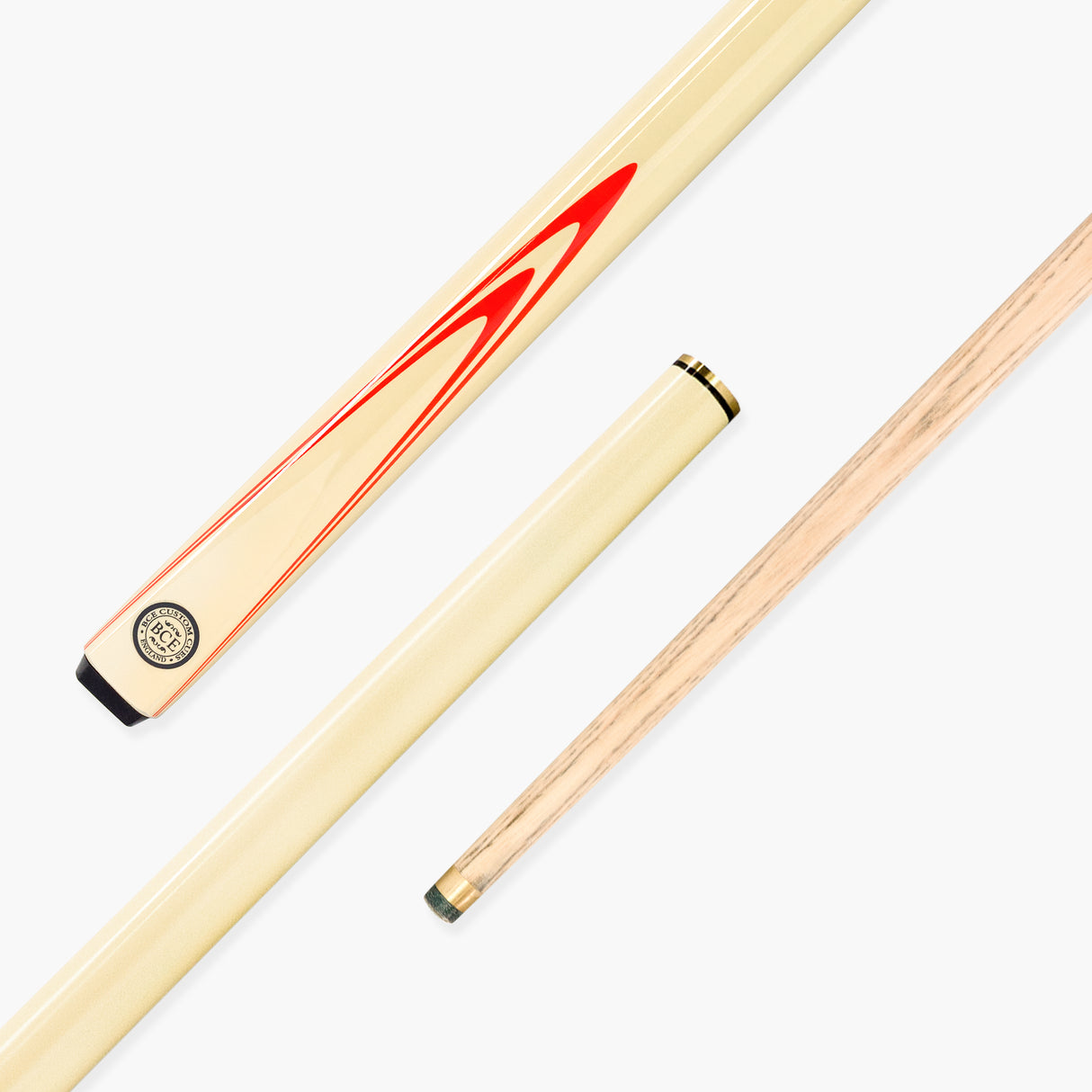 BCE Ronnie O'Sullivan ORANGE FLARE Cream Butt 2pc Ash Pool Snooker Cue 9.5mm Tip